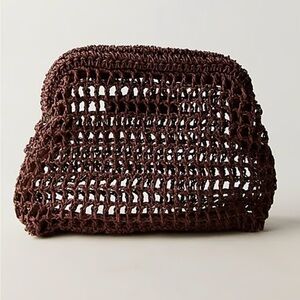 Free People Sand Bond Chocolate Brown Woven Clutch